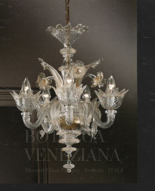 Lampadario classico modello zosma in vetro soffiato di murano cristal