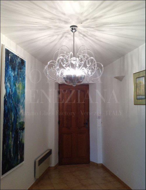 Lampadario vetro soffiato murano stile moderno modello cora colore bi