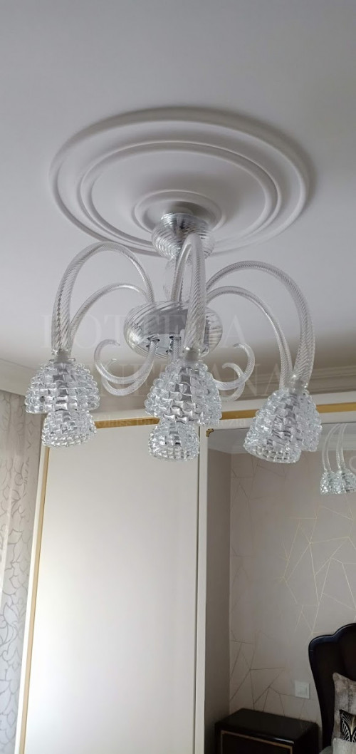 Lampadario vetro soffiato murano stile moderno modello cora colore bi