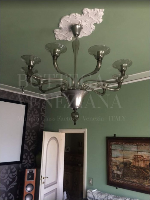 Lampadario Murano White-fume Lussuoso