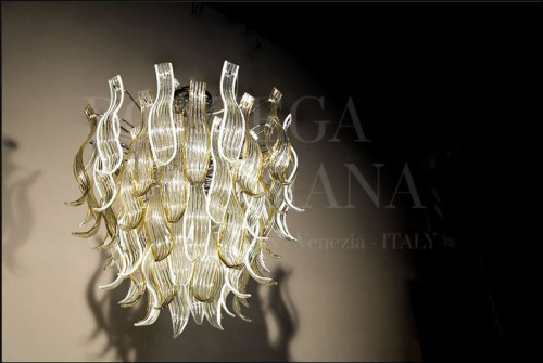 Lampadario moderno modello  isadora  in vetro di murano cristallo amb