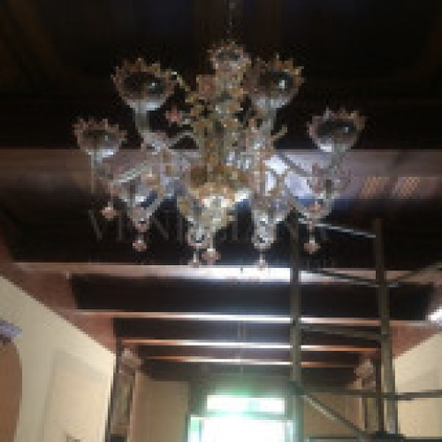 Lampadario in vetro soffiato di murano modello chantal in cristallo d