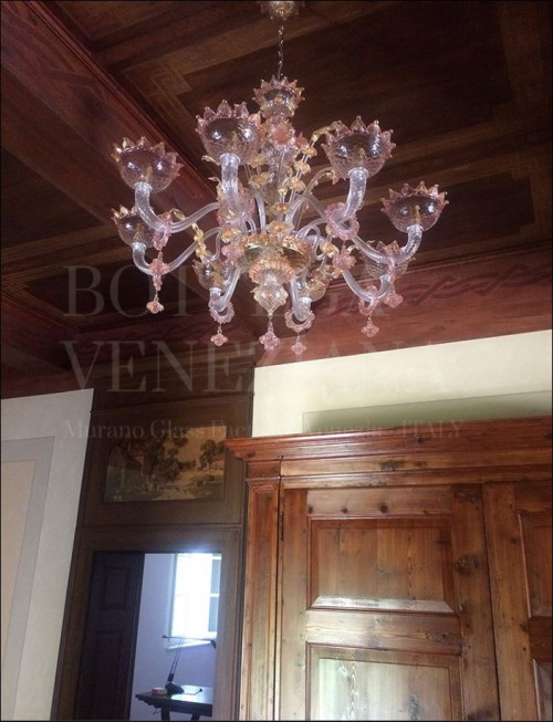 Lampadario in vetro soffiato di murano modello chantal in cristallo d