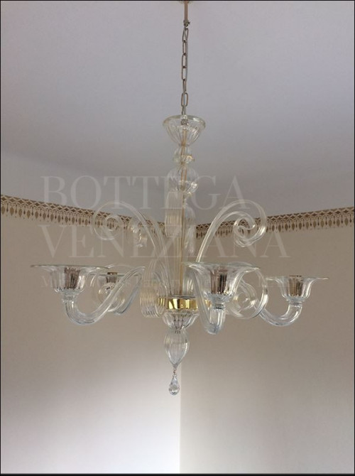 Rialto d'oro model chandelier in murano blown glass color crystal dec