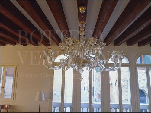 Lampadario classico modello zosma in vetro soffiato di murano cristal