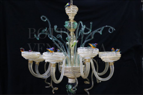 Originale lampadario moderno in vetro di murano modello nest realizza