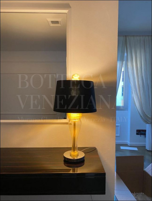 Lampada da tavolo in vetro soffiato di murano cristallo e oro 24kt pa