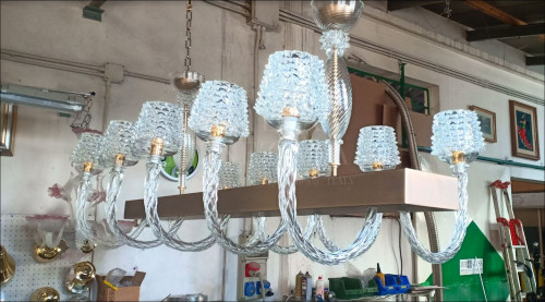 Lampadario a sospensione modello chimera in vetro soffiato di murano 