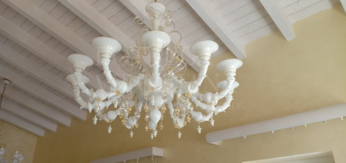 Lampadario ca rezzonico modello melanie in vetro soffiato di murano c