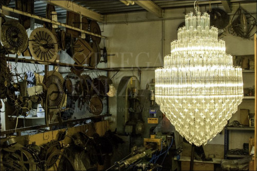 Lampadario vintage in vetro di murano modello demetra vetri triedi  c