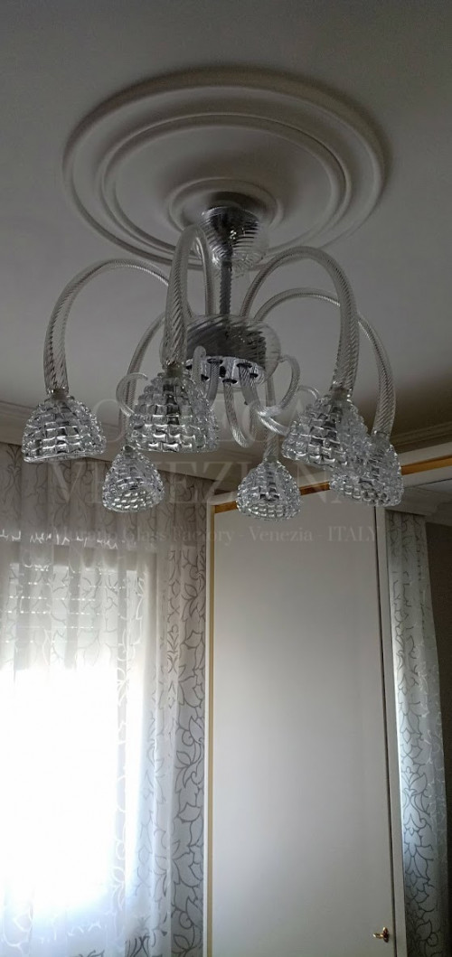 Lampadario a sospensione modello altero in vetro soffiato di murano 