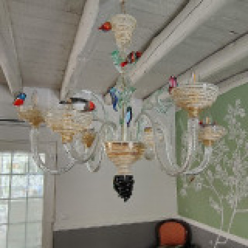 Originale lampadario moderno in vetro di murano modello nest realizza