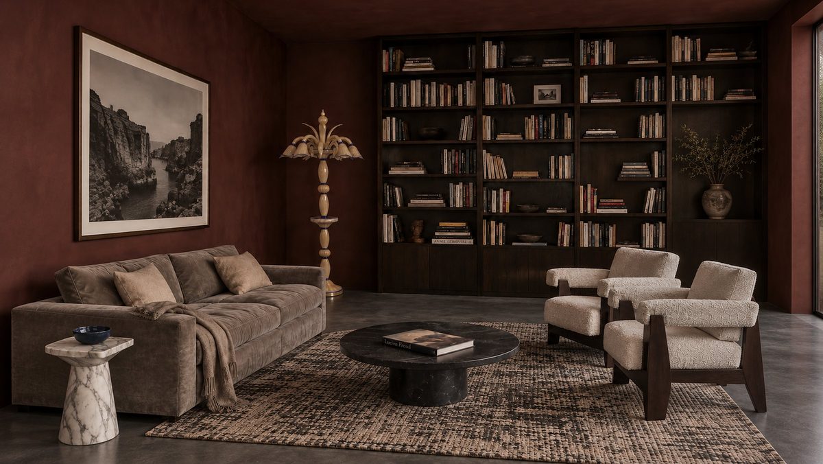 Piantana in vetro di Murano soffiato in una biblioteca