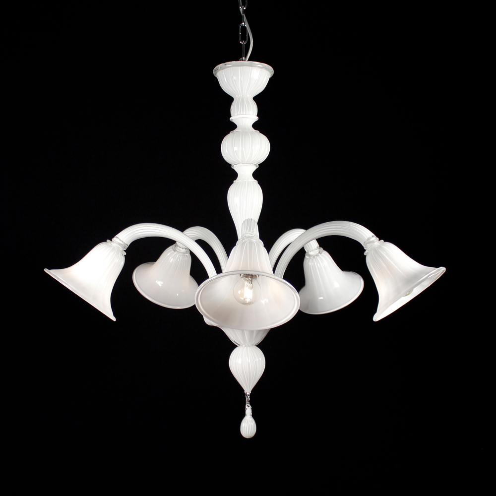 Ca' Foscari Bianco Incamiciato Cristallo – lampadario in vetro di Murano