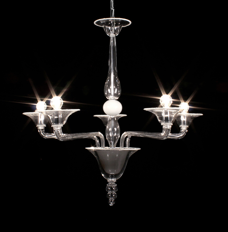 Arsenale filo bianco – lampadario in vetro di Murano