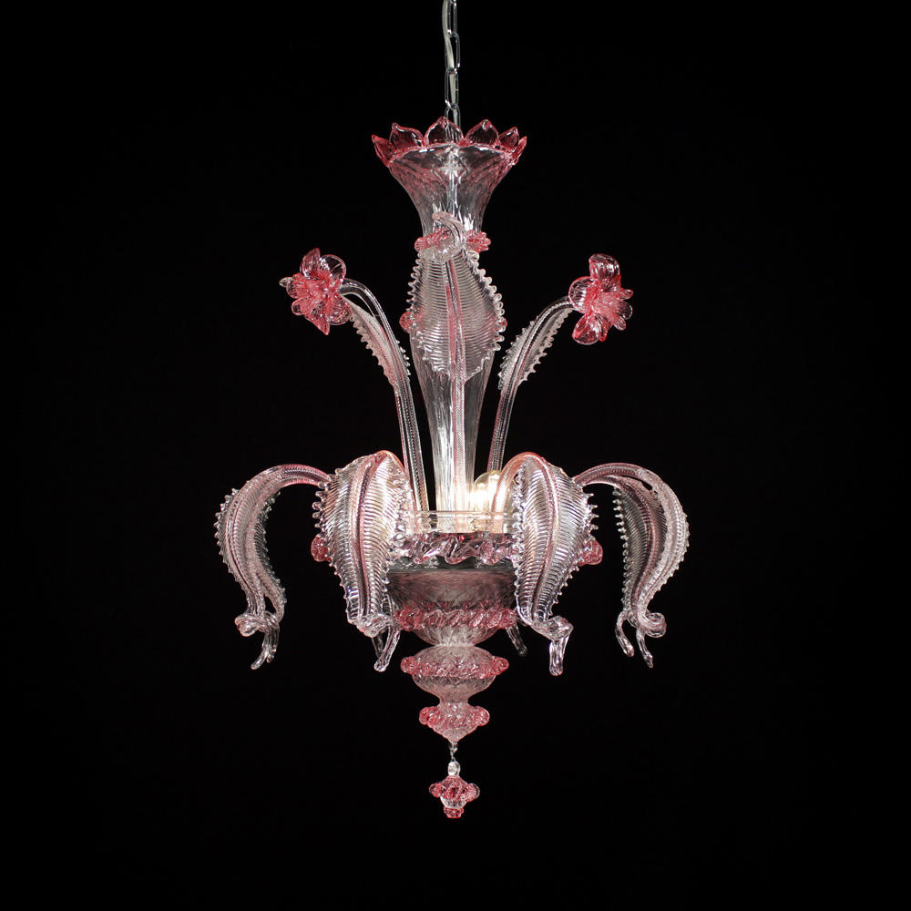 Ca' Pesaro rosa – lampadario in vetro di Murano