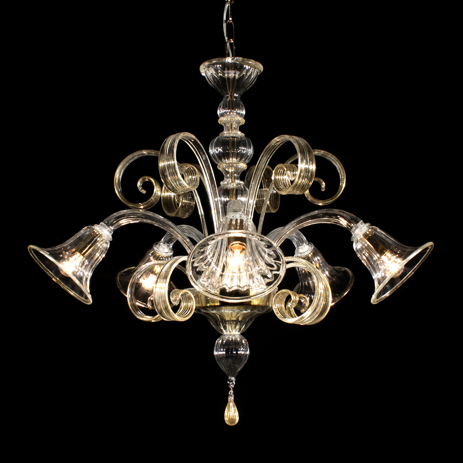 Guglie d'oro – lampadario in vetro di Murano
