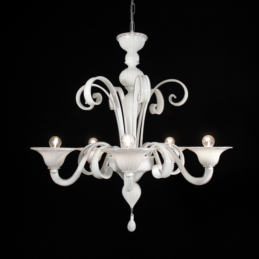 Rialto Bianco – lampadario in vetro di Murano