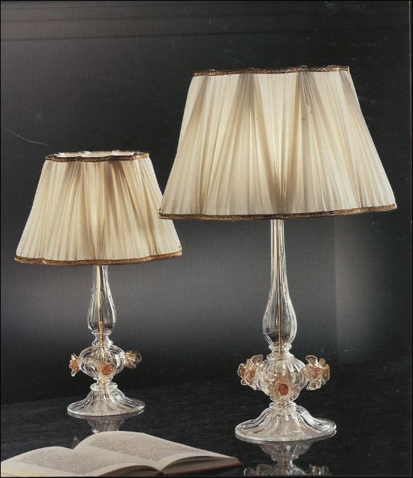 Bottega Veneziana | Lampada da tavolo in vetro soffiato di Murano colore cristallo decora