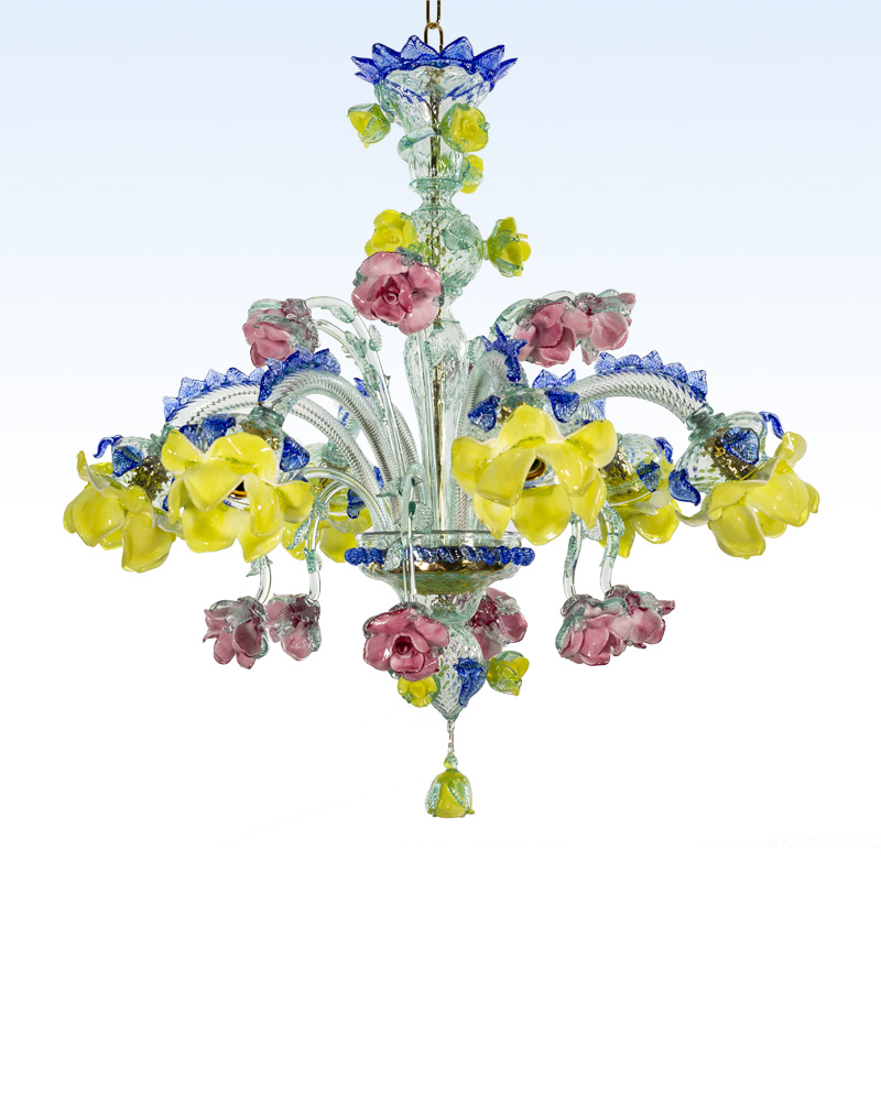 Bottega Veneziana | Lampadario floreale modello NARCISO realizzato nella fornace di Botte