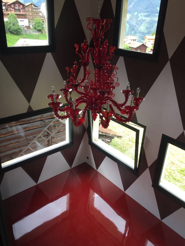 Bottega Veneziana | Lampadario stile CA REZZONICO modello ROSSO in vetro soffiato di Mura