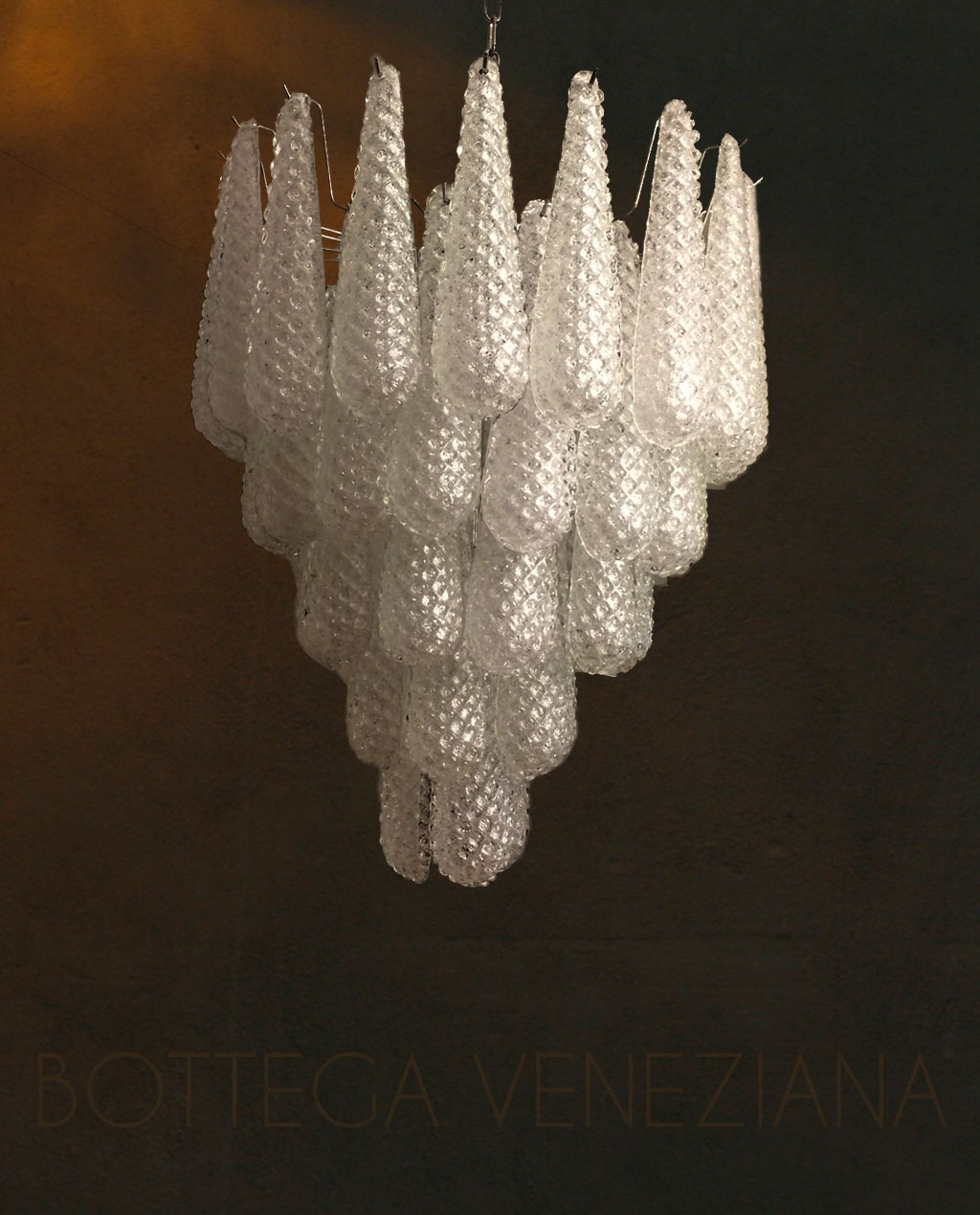 Bottega Veneziana | Lampadario stile Vintage modello GOCCIA-VINT in vetro di Murano crist